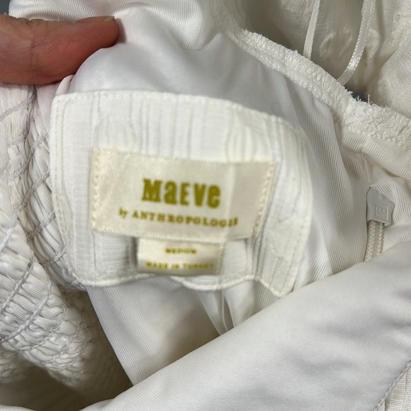 MAEVE From Anthropologie puff sleeve, square neck, mini dress in ivory size Med - Picture 5 of 9